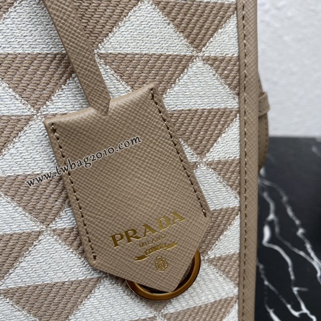 Prada專櫃新款刺繡織物托特包 1BA354 普拉達中號有長肩帶刺繡手提購物包 csp1482